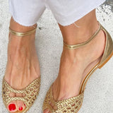 Isadora | Vävd guld-sandal