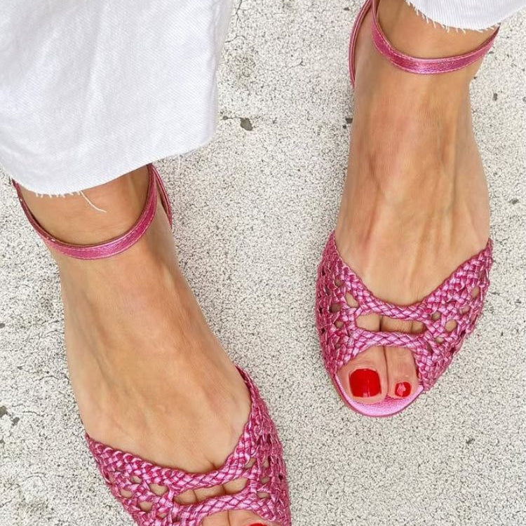 Isadora | Vävd guld-sandal