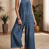 Solmira | Lös jeansjumpsuit med band