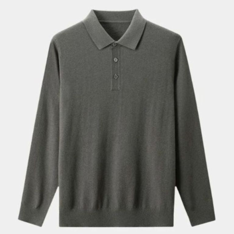 Adrian™ | Pikétröja i ull med knappar