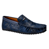 Loafers i läder med blomdetalj