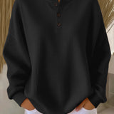 Grace | Enfärgad v-ringad tröja i våffelstickning