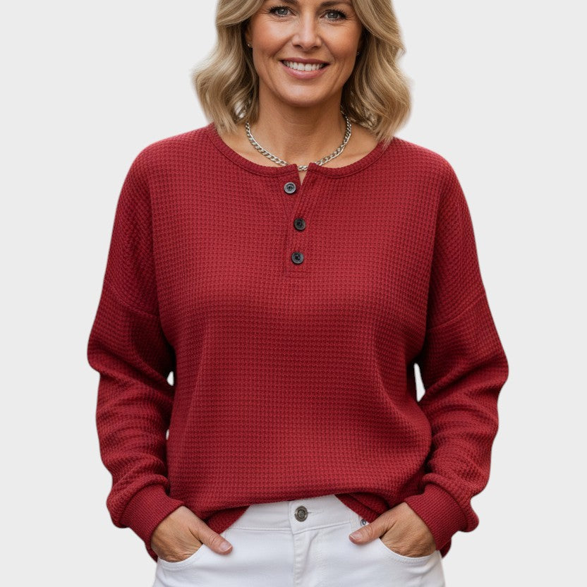 Helle™ | Våffelstickad mysig tröja