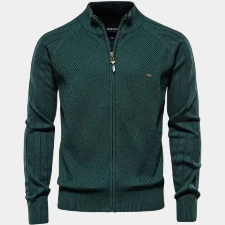 Jacquard™ | Stickad kofta med dragkedja
