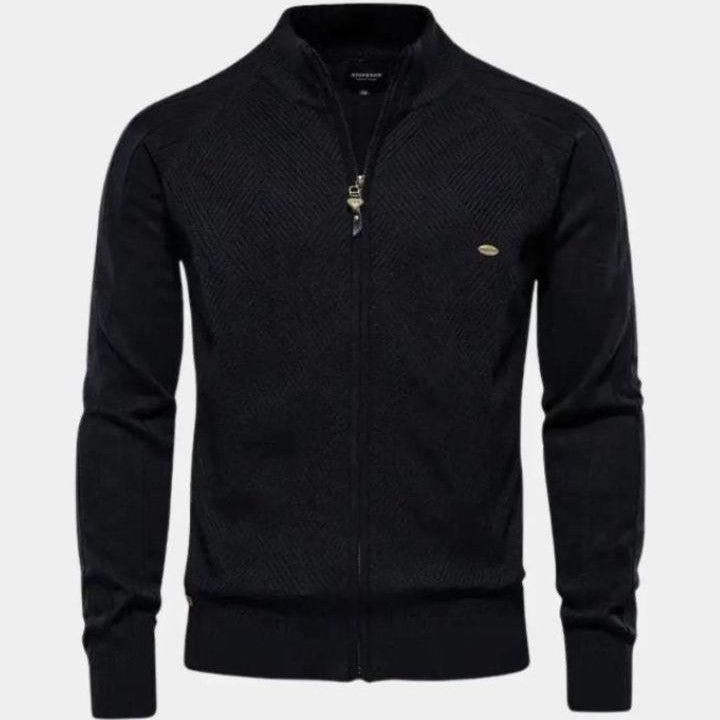 Jacquard™ | Stickad kofta med dragkedja