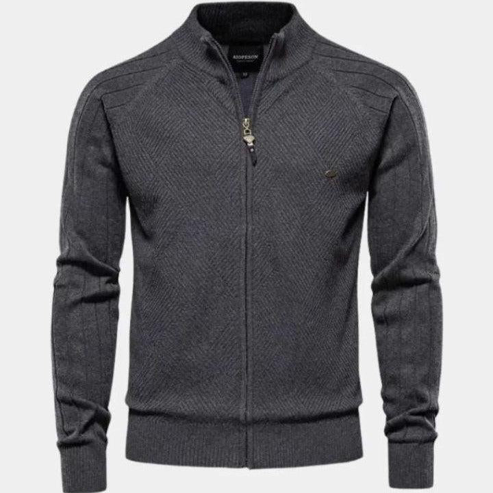 Jacquard™ | Stickad kofta med dragkedja