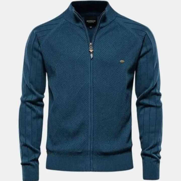 Jacquard™ | Stickad kofta med dragkedja