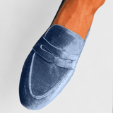 Olivia | Sammet Blå Loafers