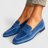 Olivia | Sammet Blå Loafers
