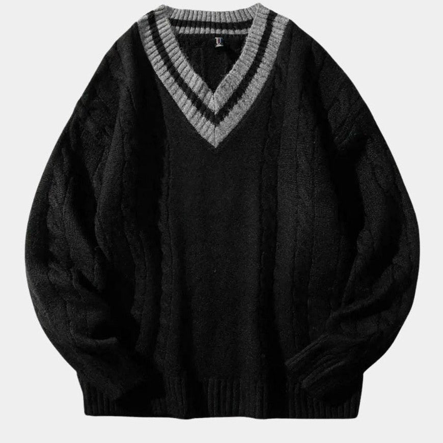 Poul™ | Stickad tröja med v-ringning