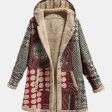 Scharlakansröd | Vinröd Geometrisk Sherpajacka