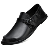 Loafers i spänt läder