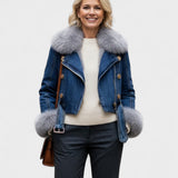 Thyra™ | Jeansjacka med fuskpälsfoder