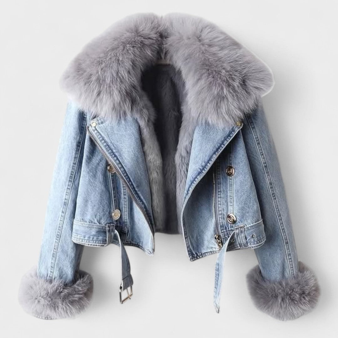 Thyra™ | Jeansjacka med fuskpälsfoder