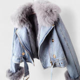 Thyra™ | Jeansjacka med fuskpälsfoder