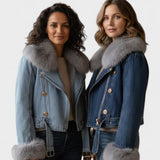 Thyra™ | Jeansjacka med fuskpälsfoder