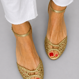 Isadora | Vävd guld-sandal